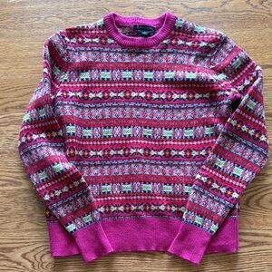 Brooks Brothers Pink Multicolor Crewneck Sweater